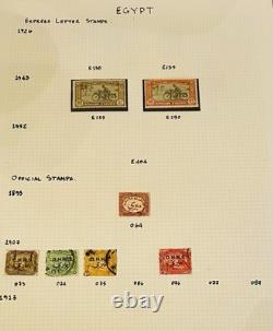 Collection de timbres rares d'Égypte de 1872 aux années 1960 / Album de timbres du roi Fouad et plus encore