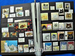 Collection de timbres thématiques Chats du monde Races de chat Kitty Album géant 800+ MNH