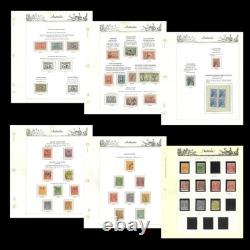 Collection de timbres usagés d'Australie 1913-65 avant le décimal dans un album Seven Seas