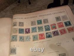 Collection de timbres vintage Plus du monde entier des années 1800 dans un album Schwanberg Briefmarken