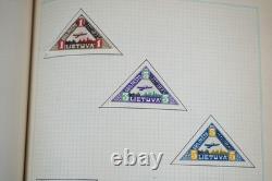 Collection éclectique de timbres aériens et de carrés découpés du monde et des États-Unis, album fait maison