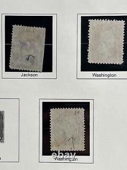 Collection fabuleuse de timbres F Grills utilisés sur une page d'album de 1867 des États-Unis RARE 6R423