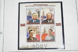 Collection mondiale de la Seconde Guerre mondiale de 165 timbres et 60 feuillets-souvenir stockés dans un album