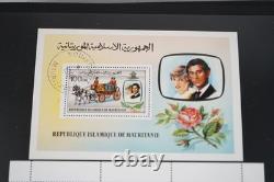 Collection mondiale de plus de 825 blocs/feuilles/carrés neufs et utilisés stockés dans un album