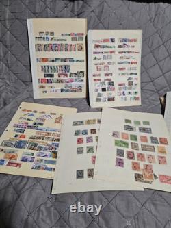 Collection mondiale de timbres d'occasion, énorme lot, 90 pages, des milliers de timbres, vintage, antique