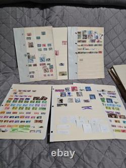 Collection mondiale de timbres d'occasion, énorme lot, 90 pages, des milliers de timbres, vintage, antique