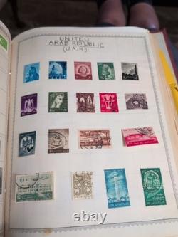 Collection mondiale de timbres dans un album vintage Minkus de 1958. MAGNIFIQUE des années 1800 Fwd