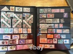 Collection mondiale de timbres de plus de 1 000 timbres dans deux albums, provenant de plus de 50 pays