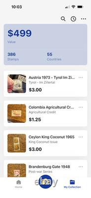 Collection mondiale de timbres de plus de 1 000 timbres dans deux albums, provenant de plus de 50 pays