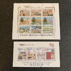 Collection récente d'Italie de 58 feuilles de timbres souvenirs neufs sans charnière
