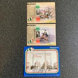 Collection récente d'Italie de feuilles-souvenirs de 58 timbres neufs sans charnière.