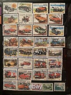 Collections de timbres du monde entier dans un album neufs et usagés animaux voitures insectes