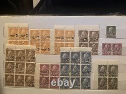 Collections de timbres du monde entier en lots dans des albums, paires et blocs.