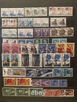 Collections de timbres du monde entier en lots de paires et de blocs dans un album.