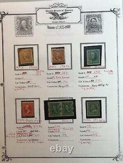 États-Unis 1890-1922 Collection incroyable de 30 timbres Washington-Franklin, 7 pages d'album