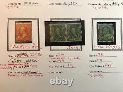 États-Unis 1890-1922 Collection incroyable de 30 timbres Washington-Franklin, 7 pages d'album