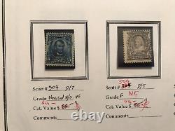 États-Unis 1890-1922 Collection incroyable de 30 timbres Washington-Franklin, 7 pages d'album