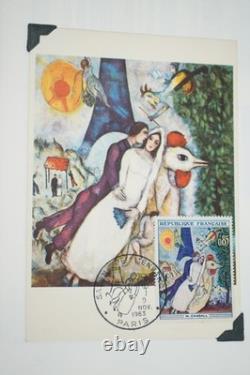 FRANCE ANNÉES 1960-1970 COLLECTION DE TIMBRES D'ART NEUFS ET CARTES MAXIMUM DANS UN ALBUM