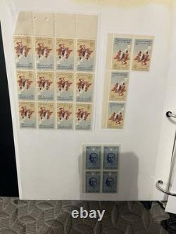Grand lot de collections de timbres vintage - classeur album de timbres, blocs de plaques de timbres. 01,22 cents