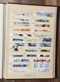 Grande collection de timbres américains d'occasion dans un album vintage 1800-1980+ des centaines triées