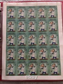 Grande collection de timbres vintage de Walt Disney dans un album de 35 feuilles complètes de 875 timbres