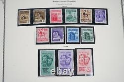 ITALIE & COLONIES ANNÉES 1940-1950 COLLECTION DE 225 TIMBRES NEUFS & USAGÉS DANS UN ALBUM SCOTT