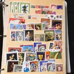 Livre de stock de timbres, environ plus de 3600 timbres de 90 pays, neufs et oblitérés