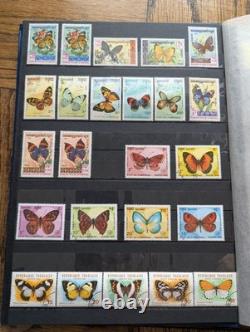 (Lot de 771 timbres) Papillons (insectes) #1 Lot d’album de collection de timbres thématiques