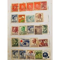 Lot vintage de 80 pièces de timbres australiens - Collectionneurs d'albums de timbres des années 50