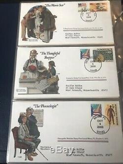 Norman Rockwell Commémorative Collection Couverture Couverture 100 Stamp Set In Album