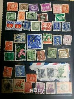 Old Stamp Collection Dans Le Monde Entier 100 Very Old Album Timbres Oblitérés. 1855s- 1980
