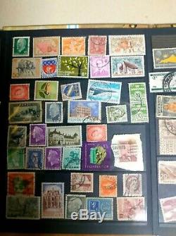 Old Stamp Collection Dans Le Monde Entier 100 Very Old Album Timbres Oblitérés. 1855s- 1980