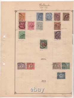 PAYS-BAS 1864-ANNÉES 1950 COLLECTION DE 145 TIMBRES SUR ANCIENNES FEUILLES D'ALBUM TOUS OBLITÉRÉS