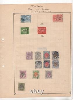 PAYS-BAS 1864-ANNÉES 1950 COLLECTION DE 145 TIMBRES SUR ANCIENNES FEUILLES D'ALBUM TOUS OBLITÉRÉS