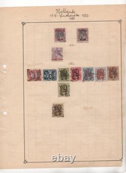 PAYS-BAS 1864-ANNÉES 1950 COLLECTION DE 145 TIMBRES SUR ANCIENNES FEUILLES D'ALBUM TOUS OBLITÉRÉS