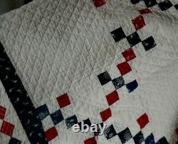 Postage Stamp Antique Quilt 19ec Blanc Blanc Blanc Nine Patch Fab Fronter