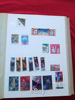 Rare Espace Collection De Livres De Timbres Album Vtg Soviétique Russe Fusée Gagarine Spoutnik