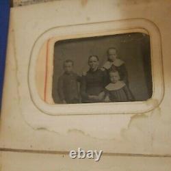 Rare Vintage Photo Album With Tin Type Photos 1866 Timbre Antiquaire