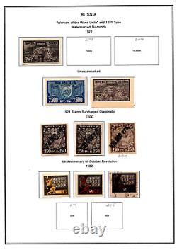 Russie 1866-1946 Collection de plus de 450 timbres neufs et oblitérés dans des pages d'album spéciales