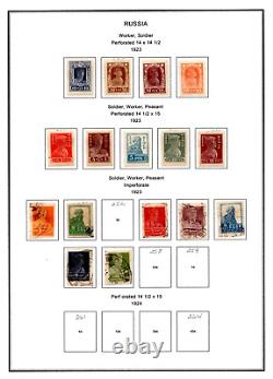 Russie 1866-1946 Collection de plus de 450 timbres neufs et oblitérés dans des pages d'album spéciales