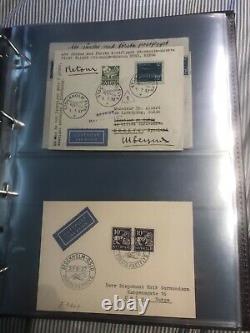 Sweden Collection Airmail 1929-45 Sur 95 Couvertures/cartes Dans L’album. Bon Lot