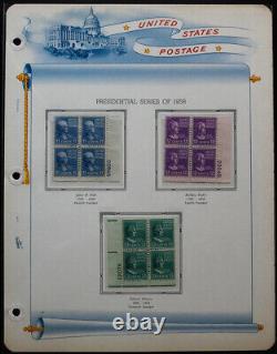 Us Mint Nh Plate Block Stamp Collection Harris Album Lot De 500+ Des Années 1930 À 1970