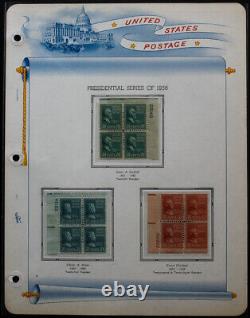 Us Mint Nh Plate Block Stamp Collection Harris Album Lot De 500+ Des Années 1930 À 1970