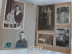 Wwii Era Allemand Family Photograph Album, Inc. Hj, Armée, Cartes Postales, Timbres